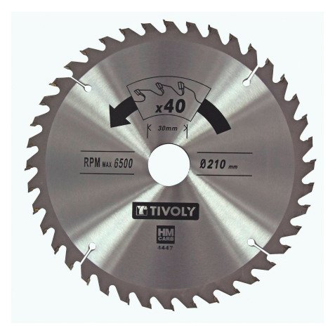 Lame de scie circulaire pour bois Tivoly Ø 210 mm x 30 mm, 40 dents