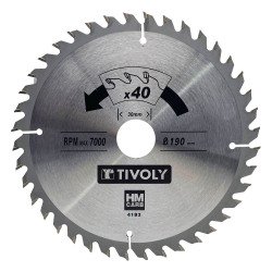 Lame de scie circulaire pour bois Tivoly Ø 190 mm x 30 mm, 40 dents