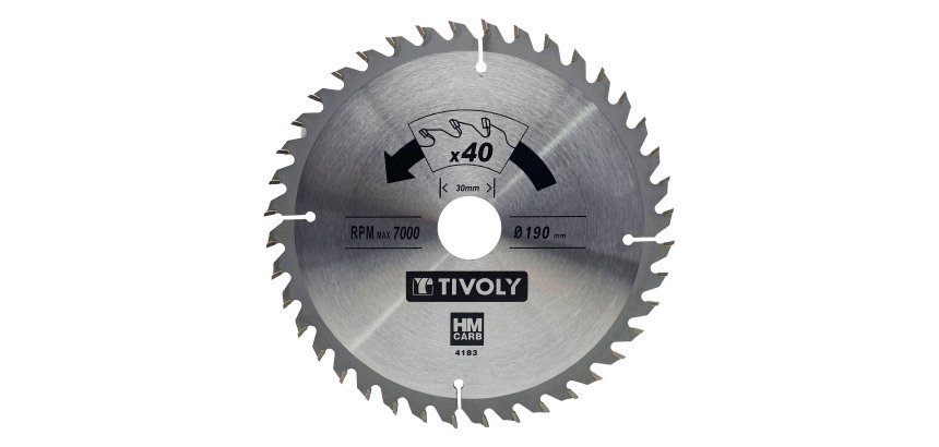 Lame de scie circulaire pour bois Tivoly Ø 190 mm x 30 mm, 40 dents