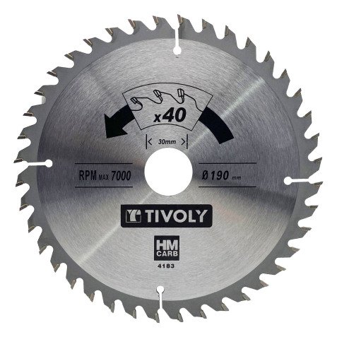 Lame de scie circulaire pour bois Tivoly Ø 190 mm x 30 mm, 40 dents