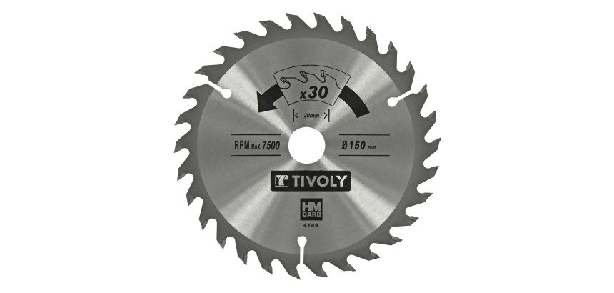 Lame de scie circulaire pour bois Tivoly Ø 150 mm x 20 mm, 30 dents