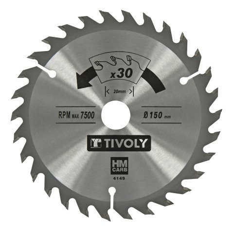 Lame de scie circulaire pour bois Tivoly Ø 150 mm x 20 mm, 30 dents