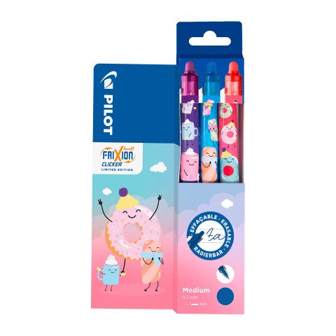 Bolígrafo roller Pilot FriXion Clicker Sweet Paradise (paquete de 3)