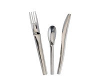 Set de couverts en inox avec serviette 3 plis - Lot de 50
