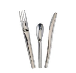 Set de couverts en inox avec serviette 3 plis - Lot de 50