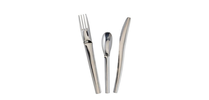 Set de couverts en inox avec serviette 3 plis - Lot de 50