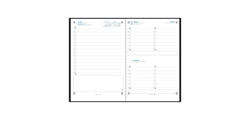 Agenda dia página 15x21 Minimal Oxford Negro
