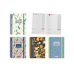 Agenda espiral Dia Página 15 x 21 cm Diseño Flores Ingraf