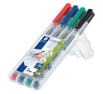Stylo feutre Staedtler Lumocolor 315 M effaçable écriture moyenne - Étui de 4 couleurs classiques