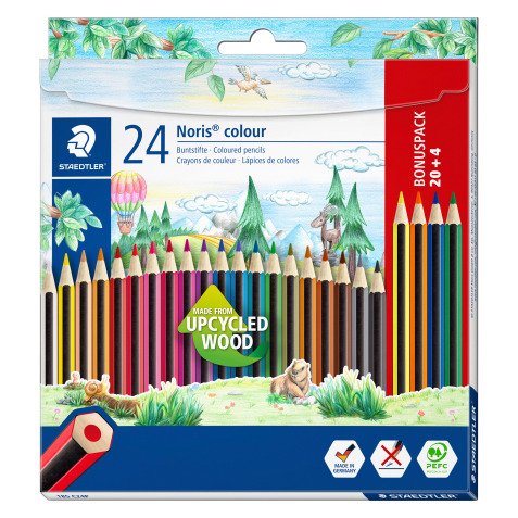 Colored pencil Staedlter Noris Colour 185 assorted colors - Box of 20 + 4 free