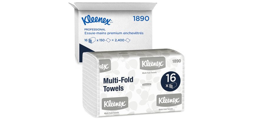 Papier essuie-mains pliage enchevêtré Kleenex Airflex 1890 - Carton de 2400