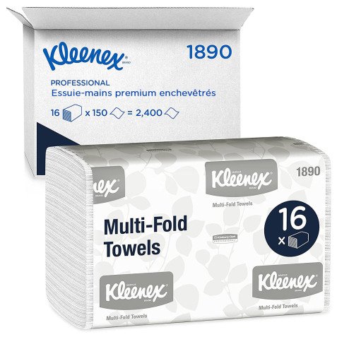 Papier essuie-mains pliage enchevêtré Kleenex Airflex 1890 - Carton de 2400