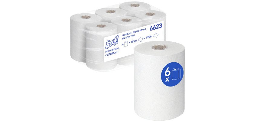 Rouleau d'essuie-mains Scott® Control™ Slimroll™ simple épaisseur 6667 - Carton de 6