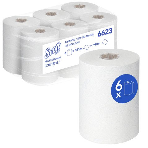 Rouleau d'essuie-mains Scott® Control™ Slimroll™ simple épaisseur 6667 - Carton de 6