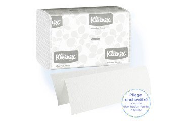 Papier essuie-mains pliage enchevêtré Kleenex Airflex 1890 - Carton de 2400