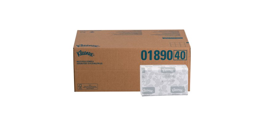 Papier essuie-mains pliage enchevêtré Kleenex Airflex 1890 - Carton de 2400