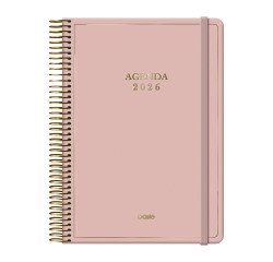 Agenda espiral Día Página Velvet Dohe 14 x 20 cm Rosa