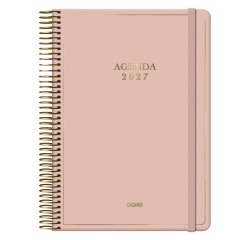 Agenda espiral Día Página Velvet Dohe 14 x 20 cm Rosa