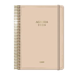 Agenda espiral Día Página Velvet Dohe 14 x 20 cm Beige