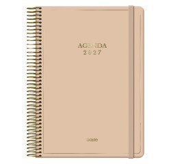 Agenda espiral Día Página Velvet Dohe 14 x 20 cm Beige