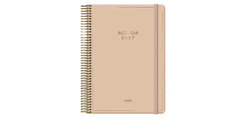 Agenda espiral Día Página Velvet Dohe 14 x 20 cm Beige