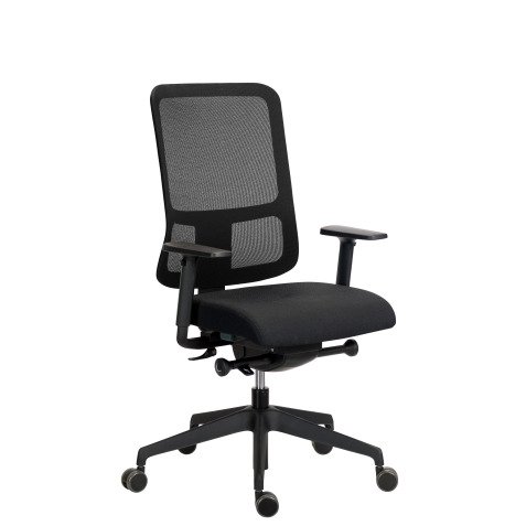 Chaise de bureau ergonomique Sitizen - Mécanisme synchrone - Tissu et maille - Noir - Avec ou sans accoudoirs - Pieds noirs
