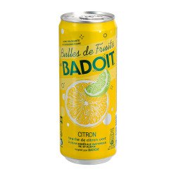 Sparkling water Badoit Fruit Bubbles Organic lemon, lime 33 cl - 24 bottles