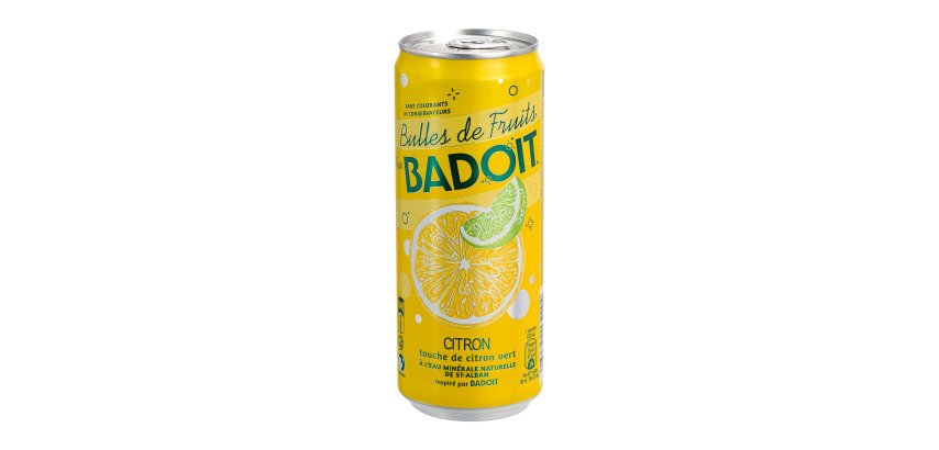 Eau gazeuse Badoit Bulles de fruits Bio citron,citron vert 33 cl - 24 canettes