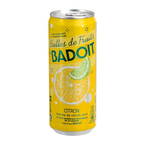 Eau gazeuse Badoit Bulles de fruits Bio citron,citron vert 33 cl - 24 bouteilles