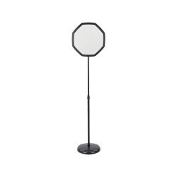 <table><tr><td>Achteckiges Schild auf schwarz lackiertem Bi-Office-Ständer</td></tr></table>