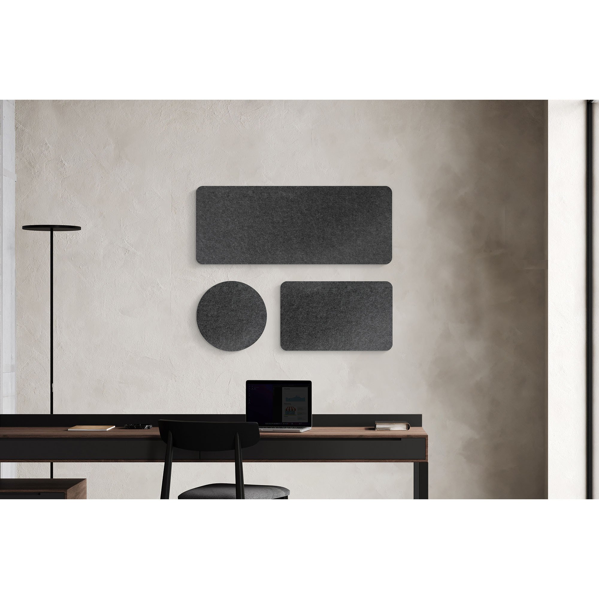 Panneau mural acoustique Wall Sculpo carré , PET gris foncé,  L 600 x H 600 mm ARCHYI