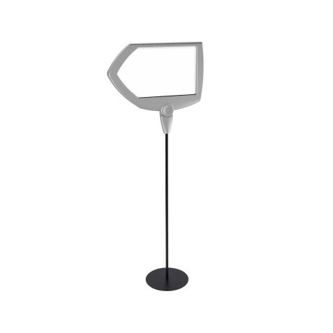 <em>Pfeilförmiges lackiertes magnetisches Standfußschild in Grau von Bi-Office</em>