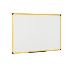 Weiß emailliertes Stahlschreibtafel, gelber Rahmen, 150 x 100 cm, Ultrabrite Bi-Office