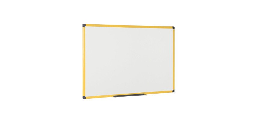 White enamelled steel board yellow frame 180 x 120 cm Ultrabrite Bi-Office