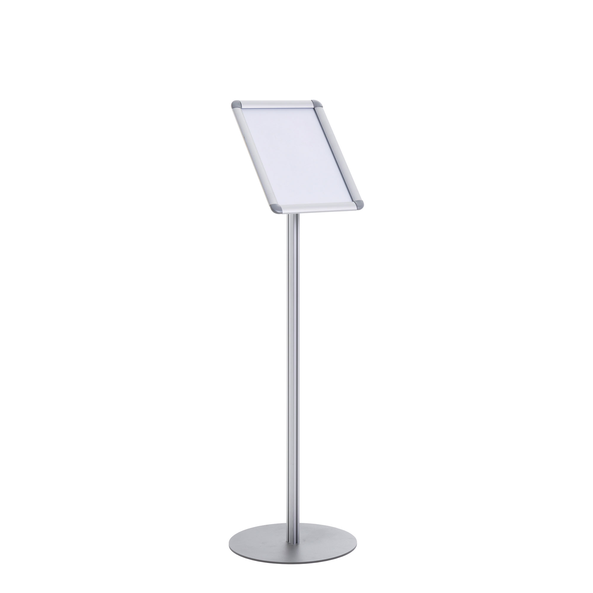 Porte-affiche Sur Pied A4 - Support Présentation Aluminium Noir, Pivotant, Base Lestée