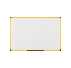 White lacquered Industrial Ultrabrite whiteboard with yellow frame 150 x 100 cm Bi-Office