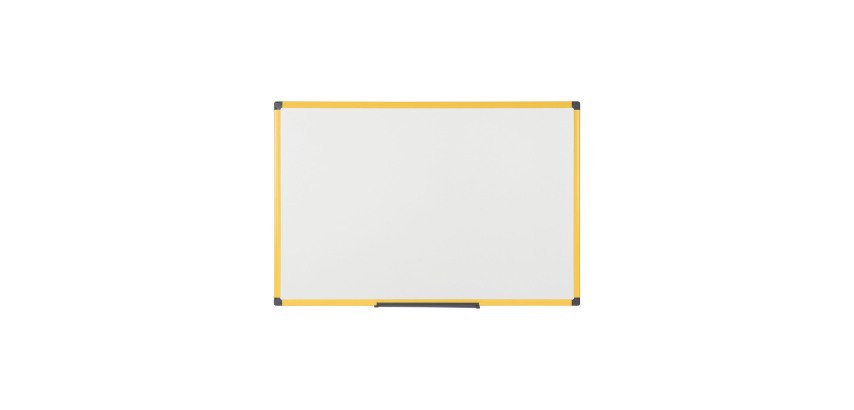 White Lacquered Industrial Ultrabrite Whiteboard with Yellow Frame 120 x 90 cm Bi-Office