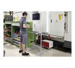 Station de travail avec tableau blanc acier laqué magnétique cadre aluminium 90 x 60 cm Industriel Bi-Office