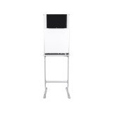 Station de travail avec tableau blanc acier laqué magnétique cadre aluminium 90 x 60 cm Industriel Bi-Office