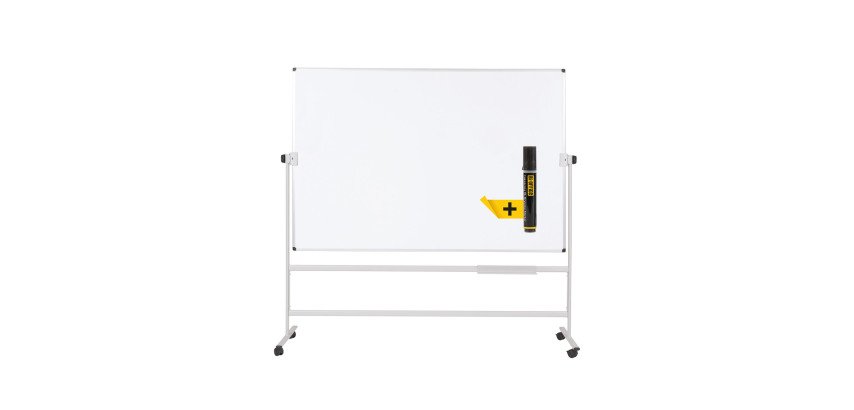 Tableau blanc pivotant double face mélaminé cadre acier 120 x 180 cm Maya Bi-Office