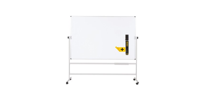 Tableau blanc pivotant double face mélaminé cadre acier 120 x 180 cm Maya Bi-Office