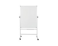 Tableau blanc pivotant double face mélaminé cadre acier 120 x 90 cm Maya Bi-Office