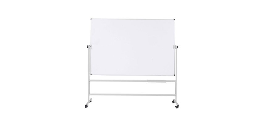 Tableau blanc pivotant double face mélaminé cadre acier 120 x 180 cm Maya Bi-Office