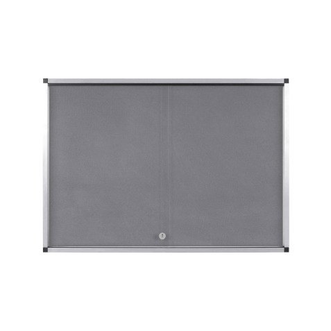 Vitrine d'affichage intérieur fond tissu gris cadre aluminium Exhibit Bi Office - 27 feuilles