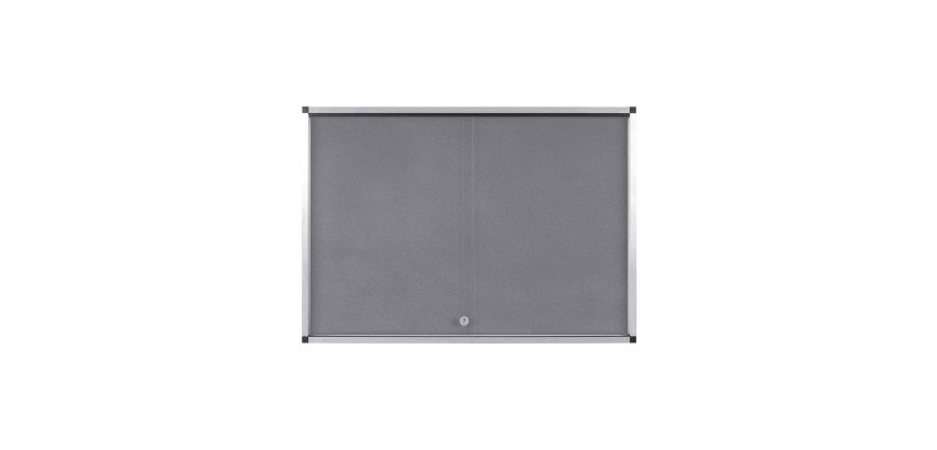Indoor display case with gray fabric background and aluminum frame Exhibit Bi-Office - 12 sheets
