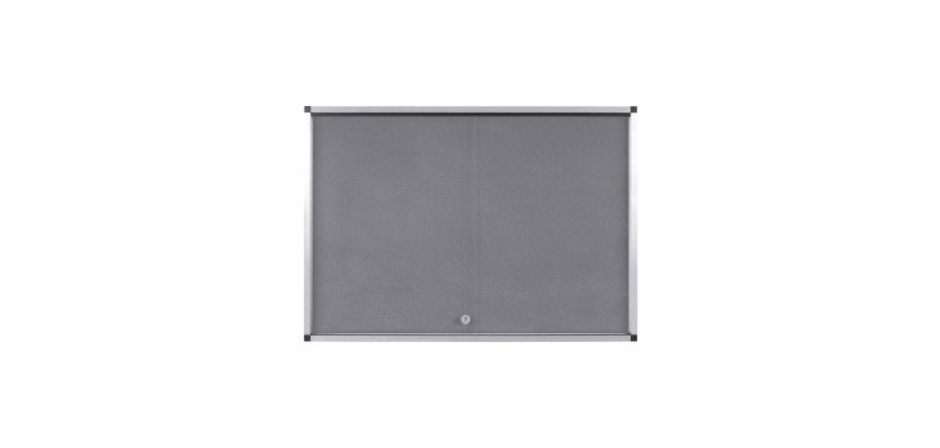 Vitrine d'affichage intérieur fond tissu gris cadre aluminium Exhibit Bi-Office - 18 feuilles