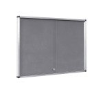 Vitrine d'affichage intérieur fond tissu gris cadre aluminium Exhibit Bi-Office - 18 feuilles