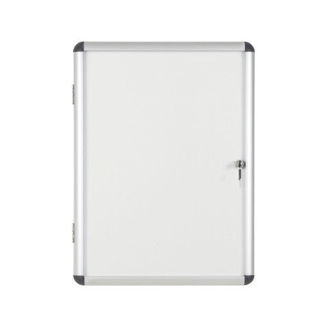 Vitrine intérieure acier laqué porte battante cadre aluminium Bi-Office Enclore - 4 feuilles
