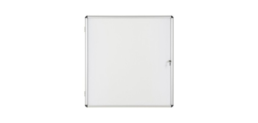 Vitrine intérieure acier laqué porte battante cadre aluminium Bi-Office Enclore -12 feuilles