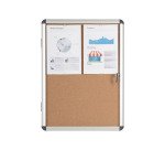 Vitrine intérieure fond liège porte battante cadre aluminium Bi-Office Enclore - 4 feuilles